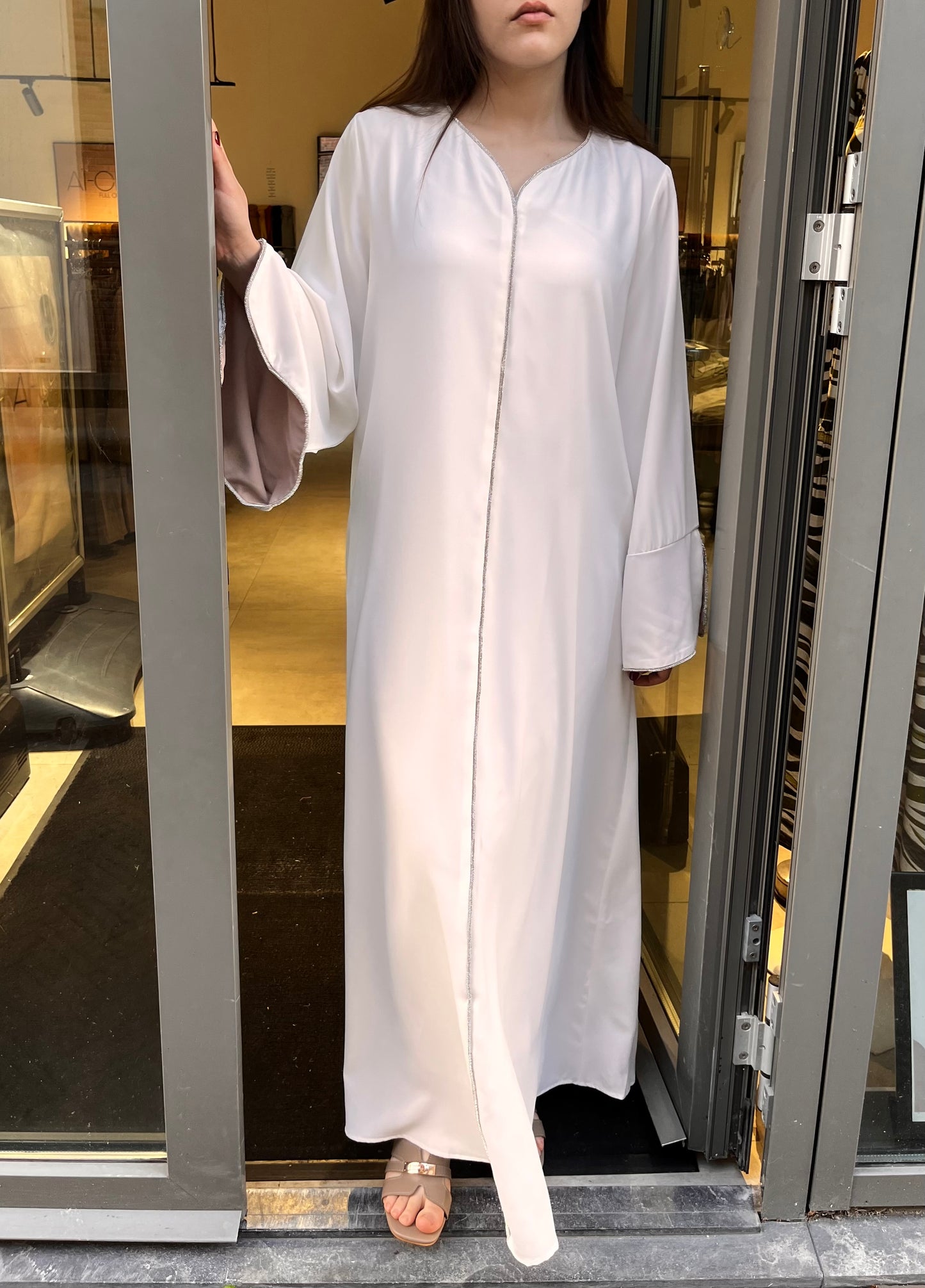 Abaya strass off-white