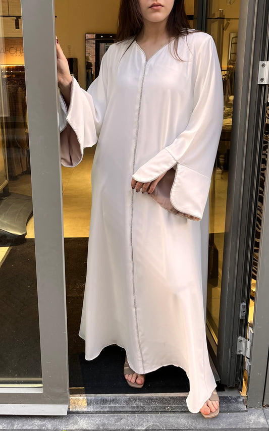 Abaya strass off-white