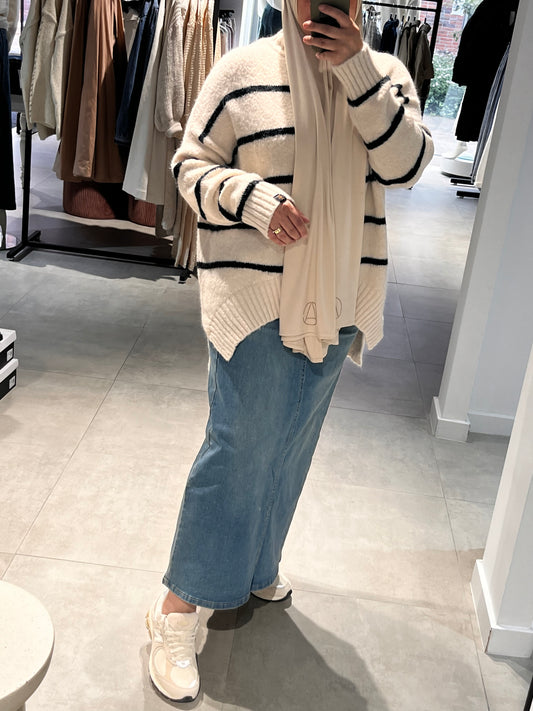 Oversized trui stripe